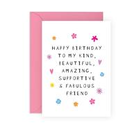 Central 23 Tarjetas de cumpleaños y sobre para mejor amiga - Happy Birthday To My Kind Amazing Fabulous Friend - tarjetas de felicitación para mujeres, compañeras - Viene con pegatinas