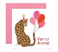CENTRAL 23 Tarjetas de felicitación de cumpleaños, animal de fiesta, animal de safari, guepardo, tarjeta de cumpleaños para amigas, regalos para mujeres y ella, viene con divertidas calcomanías
