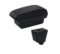 Central Ajustable Reposabrazos Para Captur Para Clio 3 4 III IV Reposabrazos Caja De Almacenamiento Portavasos Cenicero USB Apoyabrazos Caja(C Red Line USB)