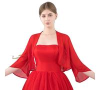 Central Chic Cárdigan corto de gasa para bodas, novias, damas de honor, fiestas de madre de la novia, ocasiones formales especiales, talla S-M, rosso, One Size S-M