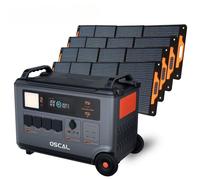 Central Eléctrica Portátil OSCAL PowerMax 6000 3600Wh 6000W LiFePO4 Modular UPS con Panel Solar PM200 Pro 200W IP67