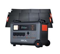 Central eléctrica portátil OSCAL PowerMax 6000, generador solar expandible LiFePO4 de 6000 W y 3600 Wh con 4 tomas de CA with 2*PM400 Pro negro