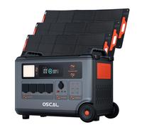 Central eléctrica portátil OSCAL PowerMax 6000, generador solar expandible LiFePO4 de 6000 W y 3600 Wh con 4 tomas de CA 3*PM200 Pro negro