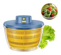 Centrifugador automático de ensalada, USB inalámbrico de 4000 ml, para frutas y verduras, ensaladera para servir, escurridor rápido, utensilio de cocina en color moderno, larga preparación, azul