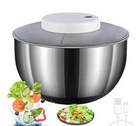 Centrifugador eléctrico de ensalada de 4,8 L, recargable por USB, de acero inoxidable, para lechuga y verduras para ensaladas frescas y frutas