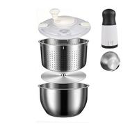 Centrifugadora ensaladas acero inoxidable 6 l con botón parada, secadora verduras, tapa transparente, orificio de drenaje, base antideslizante, secadora de lechuga sin BPA con diseño manivela