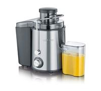 SEVERIN Licuadora para verduras y frutas ricas en vitaminas, extractor de zumo silencioso, licuadora eléctrica de acero con recipiente recolector de 500 ml, plateado/negro, ES 3566