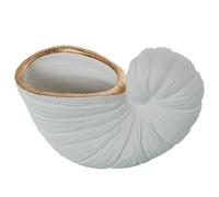 Centro con Forma de caracola de Ceramica en Blanco y Dorado Arena 32x15x22 cm