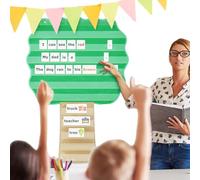 Centro de aprendizaje visual, programa interactivo para niños, tablas de tareas | Mapas de rutina de árbol suspendidos en la pared, de gestión de aulas y casas con bolsillos spaci