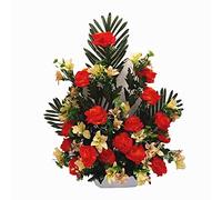 Centro de Flores Artificiales para Cementerio e Iglesia. Todos los Santos. (Rojo)