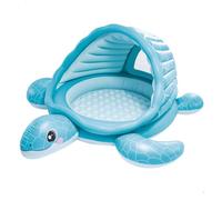 Intex Centro de Juego Hinchable, Diseño Tortuga Azul, 218x206x97 cm, Capota para el Sol, 100 Pelotas Multicolor, Ventana Transparente, Parche reparación, Piscinas para niños (48677)