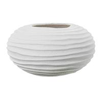 Centro de mesa cilindrico de ceramica en blanco acabado arena 18x34x34 cm