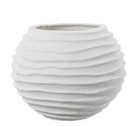Centro de mesa cilindrico de ceramica en blanco acabado arena 20x26x26 cm