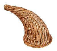 Centro de mesa Cornucopia, cesta tejida con forma de cuerno de 11 pulgadas de altura, decoraciones de mesa para la cosecha de otoño, decoración del hogar de Acción de Gracias - Cesta Cornucopia
