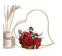 Centro de mesa de cesta dorada | Soporte de hierro para florero de metal en forma de corazón - Almacenamiento de ramo floral para decoración de mesa del hogar