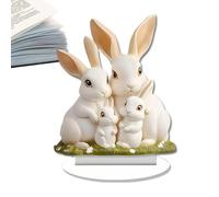 Centro de mesa de conejo para mesas, centros de mesa de conejo de Pascua para mesas, lindo de la mesa de Pascua de la familia de Bunny, 18 cm/7 pulgadas de decoración de decoración