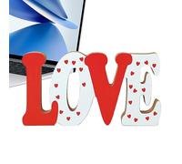 Centro de mesa de letras de amor, de mesa de bloque de madera, acento de estante de escritorio de San Valentín, decoración romántica, pieza artística ligera con detalles de tallado preciso