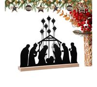 Centro De Mesa De Navidad | Ornamento De Escena De Natividad,Decoración De Oficina De Navidad De Metal Con Base De Madera - Para Estante De Fiestas Fiesta De Iglesia Pantalla Estacional Estilo Granja