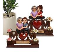 Centro De Mesa Para El Día De La Madre | Centro Mesa Madera Mamá E Hijo - Decoración Día de la Madre con Diseño de Corazón,Oficina, Habitación, Estantería, Repisa, Chimenea, En