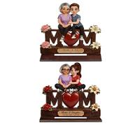 Centro de mesa para el Día de la Madre | Decoración de madera de madre e hijo - Decoración para la madre con diseño de corazón - para decoración de casa y oficina, dormitorio estante e interior