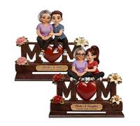 Centro De Mesa Para El Día De La Madre | Decoración De Mesa De Madera Para Mamá E Hijo - Decoración Para Día Madre Con Diseño Corazón - para Hogar Estante Repisa Chimenea Interior