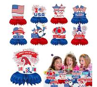 Centro de mesa para mesa del 4 de julio, centro de mesa Patriótico - 9 piezas de centro de mesa patriótico vintage - Accesorio patriótico, decoraciones del 4 de julio para el Memorial Day