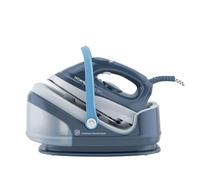 H.Koenig V5i Centro de Planchado 2400W, 100 g/min, 6 Bares, Plancha con Suela de Cerámica, Depósito de Agua extraíble 1.7L, Autonomía Ilimitada, Control Manual de la Temperatura, Azul