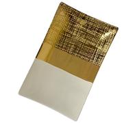 Centro Rectangular de Ceramica en Dorado y Blanco Brillo 3.5x16x26 cm