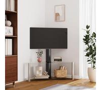 Centros de entretenimiento y soportes de TV, soporte de TV de esquina de 2 niveles para 32-70 pulgadas, color negro y plateado