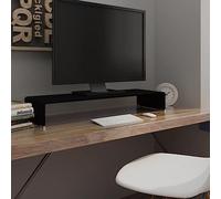 Centros de entretenimiento y soportes de TV, soporte elevador de monitor de vidrio, color negro, 90 x 30 x 13 cm