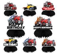 Centros de mesa de nido de abeja de camiones pesados semi camiones feliz cumpleaños decoración temática de transporte para fiesta de primer cumpleaños, regalos de baby shower suministros decoraciones
