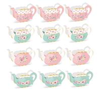 Centros de mesa para fiestas de té, 12 piezas de cartón, jarrón de tetera, decoración para fiestas de té, apto para bricolaje, 4 patrones diferentes, decoraciones para el día de la madre, flores no i