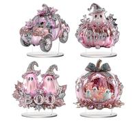 Centros de Mesa para Halloween - 4 Piezas 2D Acrílico Calabaza Coche Fantasma,Estético,Para Hogar Sala De Estar Dormitorio Escritorio Lugar De Trabajo Fiesta Reunion