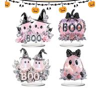 Centros De Mesa Para Halloween | 4 Piezas 2D de Acrílico con Calabaza, Coche y Fantasma - para Fiestas - Para Hogar Sala De Estar Dormitorio Escritorio Lugar De Trabajo Fiesta Reunion