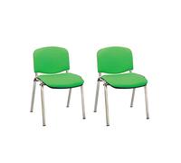 Centrosilla Silla confidente ISO apilable Confortable Acolchado más Grueso Ideal para Salas Espera, reuniones, conferencias, Silla tapizada en Verde con Patas Acero Cromado (Pack 2 Unidades)