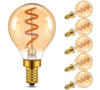 Century Light E14 Bombilla LED,3W Vintage Edison Bombilla de Filamento G45 Forma de Gota de 30W Reemplaza,2200K Bombilla de Luz Cálida para Candelabros Decorativos,50lm,230V,Vidrio Ámbar,CRI90+,6 Pcs