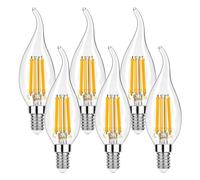 Century Light E14 LED regulable Lámpara en forma de vela 6W 806 lúmenes Lámpara de araña clásica vintage, filamento LED blanco cálido (2700K) Sustituye a una bombilla tradicional de 60W, 6pcs
