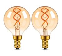Century Light Vintage E14 LED Edison bombilla 25Watt, 3W Antique Spiral LED Filamento Drop Shape Bulb,2200K Warm Light Retro Bulbs,150lm,230V,Amber Glass,CRI90+,2 piezas