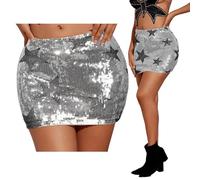 Century Star Falda de lentejuelas para mujer, brillante, mini, bodycon, envolvente, de ajuste a la cadera, para apariciones festivas, de fiesta, carnaval, falda de lentejuelas para mujer, S