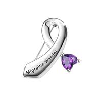 CENWA Broche de cinta de guerrero de migraña, cinta morada, joyería de concienciación sobre el dolor de cabeza, regalo de cinta de migraña, cobre y circonita, No es una piedra preciosa