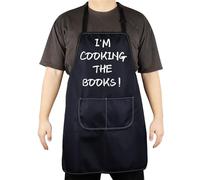 CENWA Divertido delantal de cocina con libros para finanzas, hombre o mujer, regalo divertido para contador, libros de cocina del Reino Unido, 72*68 cm (28.34*26.77inch)