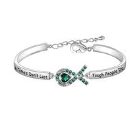 Cenwa Green Awareness - Pulsera de regalo para concienciación sobre la salud mental, "Tough Times Don't Laster", joyería de guerrero con cinta verde, 5 cm or 1.97 inches, Cobre, No es una piedra