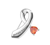 CENWA MS Survivor Gift - Broche de concienciación sobre esclerosis múltiple, diseño de lazo naranja, cobre y circonita, No es una piedra preciosa