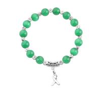 CENWA Pulsera de cuentas de concienciación verde con cinta verde para concienciación sobre la salud mental, joyería de guerrero, Adjustable, Cuentas, Cuentas