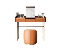 Cenz-888 Juego de tocador con Taburete, for el hogar, Tapa abatible, Mesa Maquillaje Madera Cuero for Dormitorio, Espejo Oculto tocador Blanco(Orange,Medio)