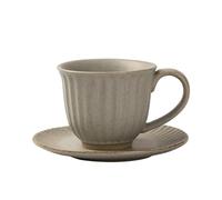 Cenz-888 tazas desayuno Juego de taza y platillo de café de cerámica, estilo retro, estilo europeo, hecho a mano.(Grey)
