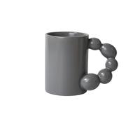 Cenz-888 tazas desayuno Taza de café de cerámica sencilla, de gran capacidad, con asa de cuentas, color liso y cuerpo recto.(Grey)