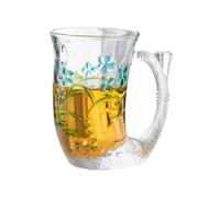 Cenz-888 vasos de agua Vaso de cristal con forma de cola de sirena, 200 ml, soplado a mano, con relieve y asa. para la cocina del hogar(Blue)