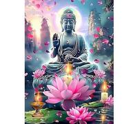 CEOVR 5D Diamond Painting Kits,Buda Pintura de Diamantes Arte 30x40cm,DIY Diamond Art Kits Adulto Principiante,Loto y Buda