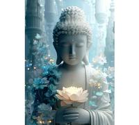 CEOVR Buda Diamond Painting Kits,Pintura de Diamantes Arte 30x40cm,DIY Diamond Art Kits Adulto Principiante,Buda y Flores